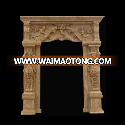 Polished stone main door frame designs with figure statue