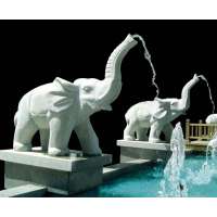 Hot Selling Hand Carving Elephant Statue Marble Water Fountain