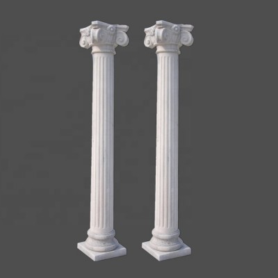 Man carving white marble roman pillar