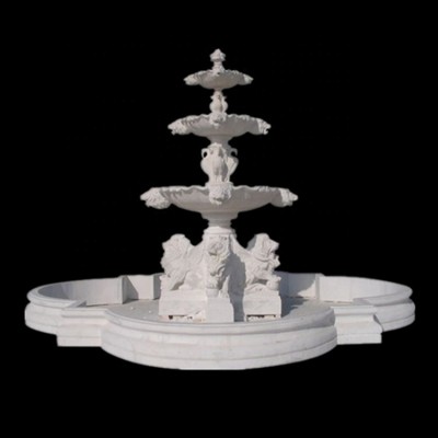 Large white marble garden water feature