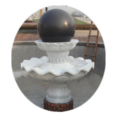 Western Style granite sculpture white marble fountain with round ball