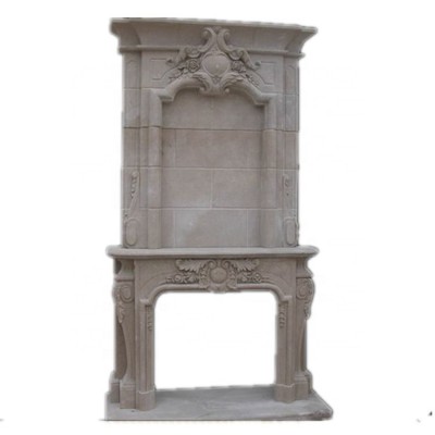 Carved stone china man made corner electric fireplace