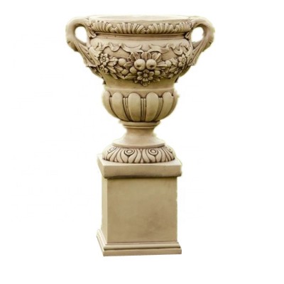 Garden Decorative Yellow Stone Planter Antique Marble Vase