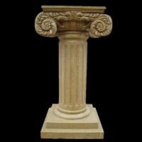 Carved natural large marble sculpture beige stone pillar