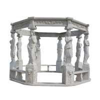 Outdoor white marble hand carved large garden gazebo