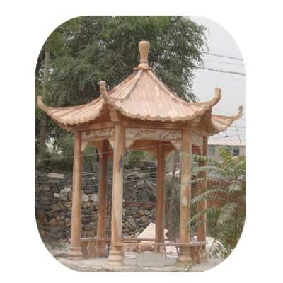 Chinese style red marble outdoor gazebo garden tent