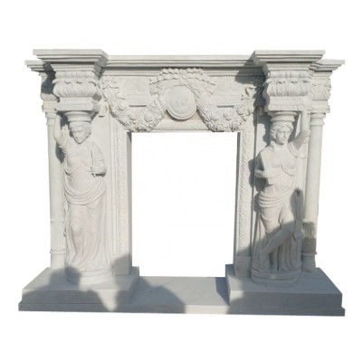 China pure handmade carrara mantel fireplace