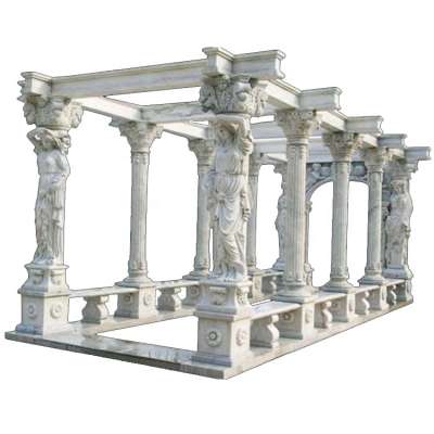 Large column white marble garden gazebo