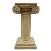 Carved natural large marble sculpture beige stone pillar